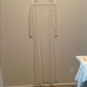 Elegant White Beaded Wedding Dress